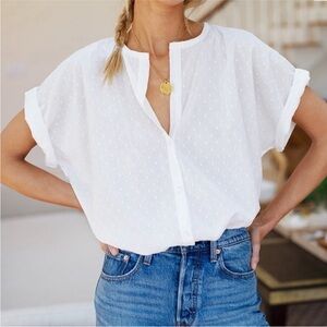 Emerson Fry India Collection Swiss dot button down shirt